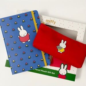 Blue Miffy Notebook and Red Pencil Pouch Set
